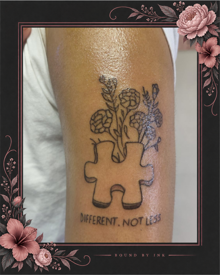 Different, Not Less autism awareness tattoo by Bound by Ink